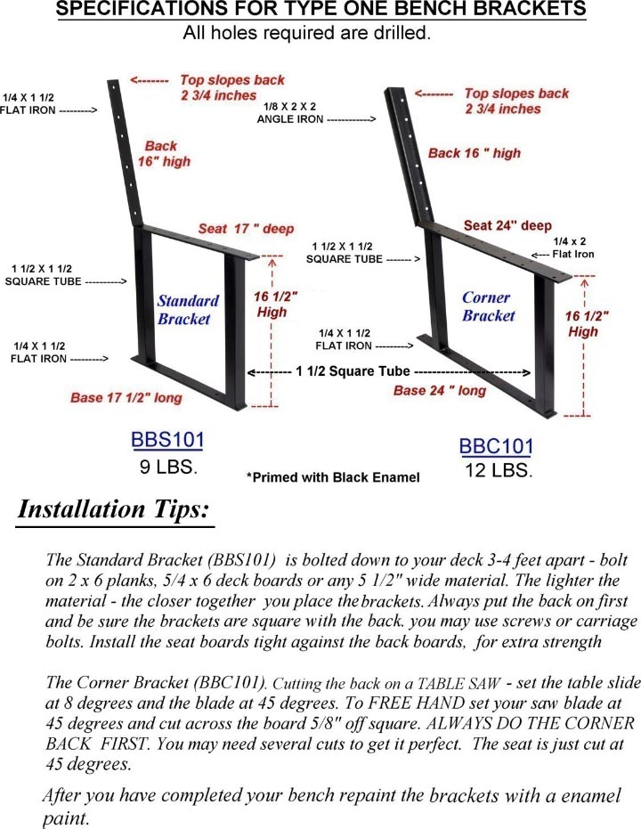 Deck Bench Brackets